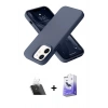 MARSİLYAN™- iPhone 12 Kılıf Ahenk Serisi - Siyah Bilvis 5in1 5D Magic Hayalet Cam Ekran Koruyucu + Kamera Lens Koruma Cam - SF