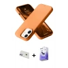MARSİLYAN™- iPhone 12 Kılıf Ahenk Serisi - Siyah Bilvis 5in1 5D Magic Hayalet Cam Ekran Koruyucu + Mor Rainbow Kamera Lens Koruma Cam