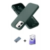 MARSİLYAN™- iPhone 12 Kılıf Ahenk Serisi - Siyah Bilvis 5in1 5D Magic Hayalet Cam Ekran Koruyucu + Shine Kamera Lens Koruma Cam - PE