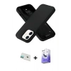 MARSİLYAN™- iPhone 12 Kılıf Ahenk Serisi - Siyah Bilvis 5in1 5D Magic Hayalet Cam Ekran Koruyucu + Rainbow Kamera Lens Koruma Cam - YL