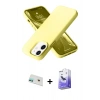 MARSİLYAN™- iPhone 12 Kılıf Ahenk Serisi - Siyah Bilvis 5in1 5D Magic Hayalet Cam Ekran Koruyucu + Rainbow Kamera Lens Koruma Cam - YL