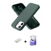 MARSİLYAN™- iPhone 12 Kılıf Ahenk Serisi - Siyah Bilvis 5in1 5D Magic Hayalet Cam Ekran Koruyucu + Renkli Kamera Lens Koruma Cam - SI