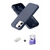 MARSİLYAN™- iPhone 12 Kılıf Ahenk Serisi - Siyah Bilvis 5in1 5D Magic Hayalet Cam Ekran Koruyucu + Renkli Kamera Lens Koruma Cam - SI