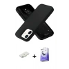 MARSİLYAN™- iPhone 12 Kılıf Ahenk Serisi - Siyah Bilvis 5in1 5D Magic Hayalet Cam Ekran Koruyucu + Renkli Kamera Lens Koruma Cam - SI