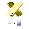 MARSİLYAN™- iPhone 12 Kılıf Ahenk Serisi - Siyah Bilvis 5in1 5D Magic Hayalet Cam Ekran Koruyucu + Renkli Kamera Lens Koruma Cam - SI