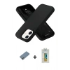 MARSİLYAN™- iPhone 12 Kılıf Ahenk Serisi - Siyah Polymer Nano Ekran Koruyucu + Metal Kamera Lens Koruma Cam - AKYL