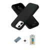 MARSİLYAN™- iPhone 12 Kılıf Ahenk Serisi - Siyah Polymer Nano Ekran Koruyucu + Metal Kamera Lens Koruma Cam - GD