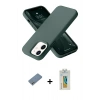 MARSİLYAN™- iPhone 12 Kılıf Ahenk Serisi - Siyah Polymer Nano Ekran Koruyucu + Shine Kamera Lens Koruma Cam - GS