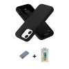 MARSİLYAN™- iPhone 12 Kılıf Ahenk Serisi - Siyah Polymer Nano Ekran Koruyucu + Shine Kamera Lens Koruma Cam - GS
