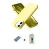 MARSİLYAN™- iPhone 12 Kılıf Ahenk Serisi - Siyah Polymer Nano Ekran Koruyucu + Shine Kamera Lens Koruma Cam - GS