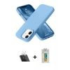 MARSİLYAN™- iPhone 12 Kılıf Ahenk Serisi - Siyah Polymer Nano Ekran Koruyucu + Kamera Lens Koruma Cam - SF