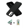 MARSİLYAN™- iPhone 12 Kılıf Ahenk Serisi - Siyah Polymer Nano Ekran Koruyucu + Raze Metal Kamera Lens - KI