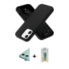 MARSİLYAN™- iPhone 12 Kılıf Ahenk Serisi - Siyah Polymer Nano Ekran Koruyucu + Raze Metal Kamera Lens - MI