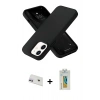 MARSİLYAN™- iPhone 12 Kılıf Ahenk Serisi - Siyah Polymer Nano Ekran Koruyucu + Rainbow Kamera Lens Koruma Cam - MR