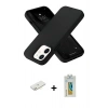MARSİLYAN™- iPhone 12 Kılıf Ahenk Serisi - Siyah Polymer Nano Ekran Koruyucu + Renkli Kamera Lens Koruma Cam - SI