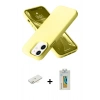 MARSİLYAN™- iPhone 12 Kılıf Ahenk Serisi - Siyah Polymer Nano Ekran Koruyucu + Renkli Kamera Lens Koruma Cam - SI