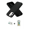 MARSİLYAN™- iPhone 12 Kılıf Ahenk Serisi - Siyah Polymer Nano Ekran Koruyucu + Yeşil Rainbow Kamera Lens Koruma Cam