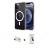 MARSİLYAN™- iPhone 12 Kılıf Ahenk Yansıma Prime - Şeffaf Pasifik Cam Ekran Koruyucu + Rainbow Kamera Lens Koruma Cam - YL