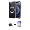 MARSİLYAN™- iPhone 12 Kılıf Ahenk Yansıma Prime - Siyah Bilvis 5in1 3D Magic Cam Ekran Koruyucu + Kamera Lens Koruma Cam - SF