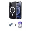 MARSİLYAN™- iPhone 12 Kılıf Ahenk Yansıma Prime - Siyah Bilvis 5in1 3D Magic Cam Ekran Koruyucu + Metal Kamera Lens Koruma Cam - MI
