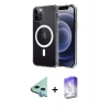 MARSİLYAN™- iPhone 12 Kılıf Ahenk Yansıma Prime - Siyah Bilvis 5in1 3D Magic Cam Ekran Koruyucu + Raze Metal Kamera Lens - MI