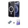 MARSİLYAN™- iPhone 12 Kılıf Ahenk Yansıma Prime - Siyah Bilvis 5in1 5D Magic Hayalet Cam Ekran Koruyucu + Metal Kamera Lens Koruma Cam - KI
