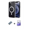 MARSİLYAN™- iPhone 12 Kılıf Ahenk Yansıma Prime - Siyah Bilvis 5in1 5D Magic Hayalet Cam Ekran Koruyucu + Metal Kamera Lens Koruma Cam - AKYL