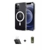 MARSİLYAN™- iPhone 12 Kılıf Ahenk Yansıma Prime - Siyah Joko Magic 5D Hayalet Cam + Kamera Lens Koruma Cam - SF