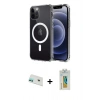 MARSİLYAN™- iPhone 12 Kılıf Ahenk Yansıma Prime - Siyah Polymer Nano Ekran Koruyucu + Rainbow Kamera Lens Koruma Cam - YL