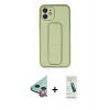 MARSİLYAN™- iPhone 12 Kılıf Akış Doku - Şeffaf Pasifik Cam Ekran Koruyucu + Raze Metal Kamera Lens - KI
