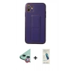 MARSİLYAN™- iPhone 12 Kılıf Akış Doku - Şeffaf Pasifik Cam Ekran Koruyucu + Raze Metal Kamera Lens - KI