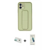 MARSİLYAN™- iPhone 12 Kılıf Akış Doku - Şeffaf Pasifik Cam Ekran Koruyucu + Rainbow Kamera Lens Koruma Cam - YL