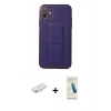 MARSİLYAN™- iPhone 12 Kılıf Akış Doku - Şeffaf Pasifik Cam Ekran Koruyucu + Renkli Kamera Lens Koruma Cam - YL