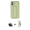 MARSİLYAN™- iPhone 12 Kılıf Akış Doku - Şeffaf Pasifik Cam Ekran Koruyucu + Kamera Lens Koruma Cam - SF