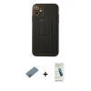 MARSİLYAN™- iPhone 12 Kılıf Akış Doku - Şeffaf Pasifik Cam Ekran Koruyucu + Shine Kamera Lens Koruma Cam - PE