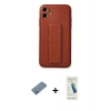 MARSİLYAN™- iPhone 12 Kılıf Akış Doku - Şeffaf Pasifik Cam Ekran Koruyucu + Sierra Blue Shine Kamera Lens Koruma Cam