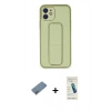 MARSİLYAN™- iPhone 12 Kılıf Akış Doku - Şeffaf Pasifik Cam Ekran Koruyucu + Sierra Blue Shine Kamera Lens Koruma Cam