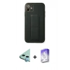 MARSİLYAN™- iPhone 12 Kılıf Akış Doku - Siyah Bilvis 5in1 3D Magic Cam Ekran Koruyucu + Mavi Raze Metal Kamera Lens