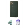 MARSİLYAN™- iPhone 12 Kılıf Akış Doku - Siyah Bilvis 5in1 3D Magic Cam Ekran Koruyucu + Mavi Raze Metal Kamera Lens