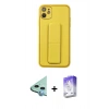 MARSİLYAN™- iPhone 12 Kılıf Akış Doku - Siyah Bilvis 5in1 3D Magic Cam Ekran Koruyucu + Mavi Raze Metal Kamera Lens