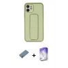 MARSİLYAN™- iPhone 12 Kılıf Akış Doku - Siyah Bilvis 5in1 3D Magic Cam Ekran Koruyucu + Metal Kamera Lens Koruma Cam - AKYL