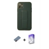 MARSİLYAN™- iPhone 12 Kılıf Akış Doku - Siyah Bilvis 5in1 3D Magic Cam Ekran Koruyucu + Metal Kamera Lens Koruma Cam - KI