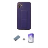 MARSİLYAN™- iPhone 12 Kılıf Akış Doku - Siyah Bilvis 5in1 3D Magic Cam Ekran Koruyucu + Metal Kamera Lens Koruma Cam - KI