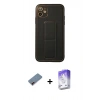 MARSİLYAN™- iPhone 12 Kılıf Akış Doku - Siyah Bilvis 5in1 3D Magic Cam Ekran Koruyucu + Metal Kamera Lens Koruma Cam - KI