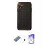 MARSİLYAN™- iPhone 12 Kılıf Akış Doku - Siyah Bilvis 5in1 3D Magic Cam Ekran Koruyucu + Metal Kamera Lens Koruma Cam - AKYL