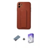 MARSİLYAN™- iPhone 12 Kılıf Akış Doku - Siyah Bilvis 5in1 3D Magic Cam Ekran Koruyucu + Metal Kamera Lens Koruma Cam - KI