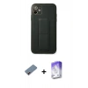MARSİLYAN™- iPhone 12 Kılıf Akış Doku - Siyah Bilvis 5in1 3D Magic Cam Ekran Koruyucu + Metal Kamera Lens Koruma Cam - KI