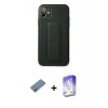 MARSİLYAN™- iPhone 12 Kılıf Akış Doku - Siyah Bilvis 5in1 3D Magic Cam Ekran Koruyucu + Metal Kamera Lens Koruma Cam - AKYL