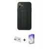 MARSİLYAN™- iPhone 12 Kılıf Akış Doku - Siyah Bilvis 5in1 3D Magic Cam Ekran Koruyucu + Rainbow Kamera Lens Koruma Cam - MR