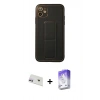 MARSİLYAN™- iPhone 12 Kılıf Akış Doku - Siyah Bilvis 5in1 3D Magic Cam Ekran Koruyucu + Rainbow Kamera Lens Koruma Cam - MR